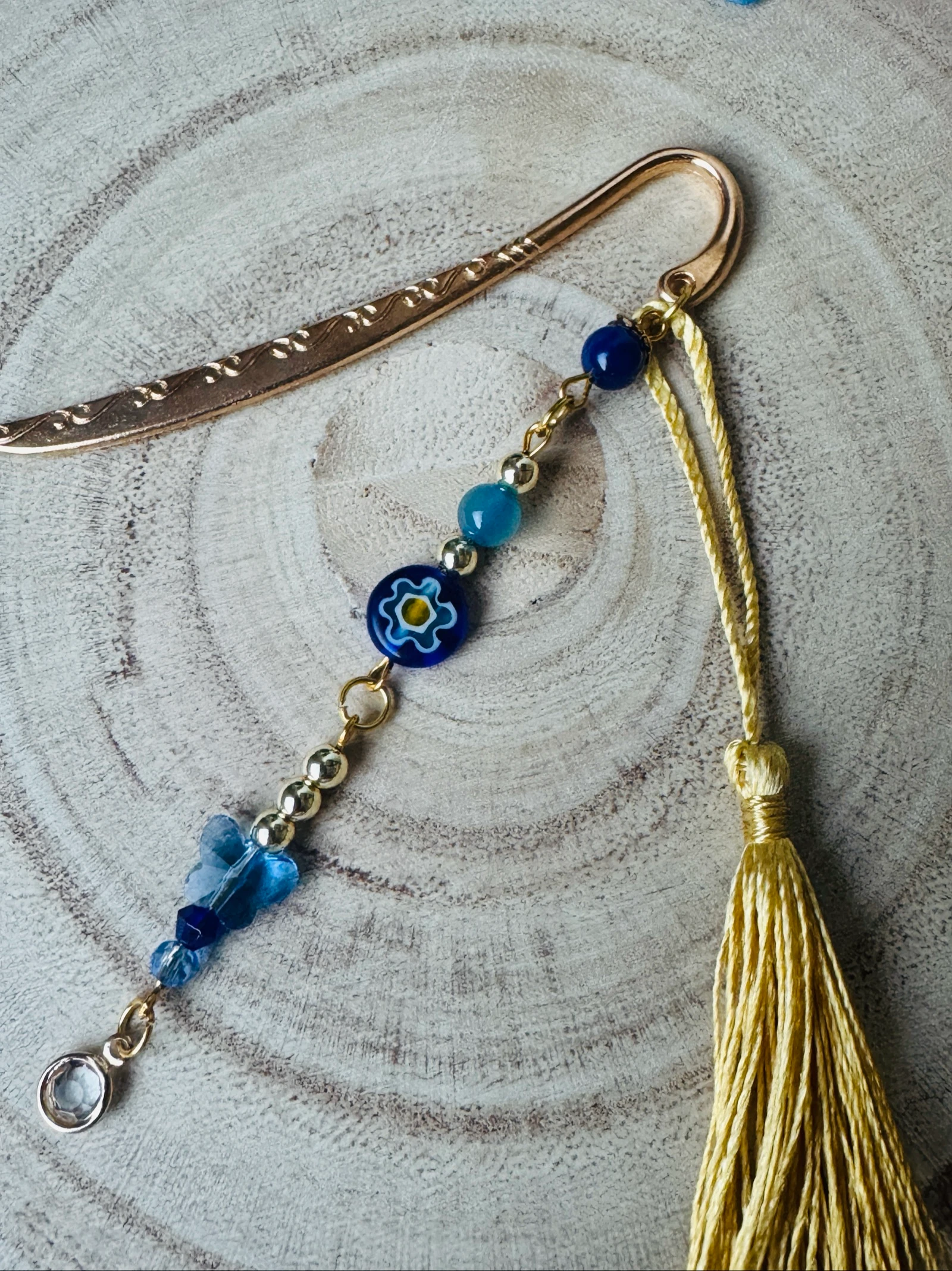 Marcador artesanal azul e dourado – photo 2